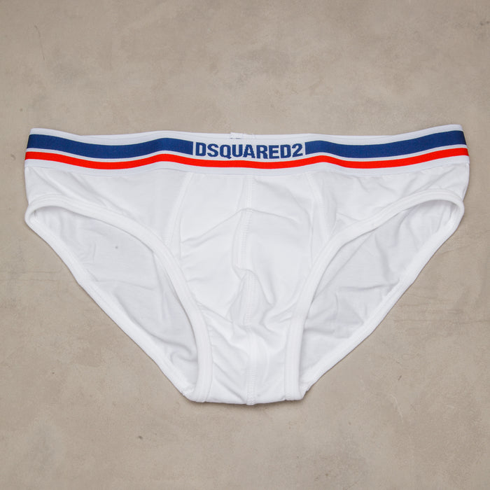 Underwear briefs with dsquared2 logo on the band. D9L614000 WHITE