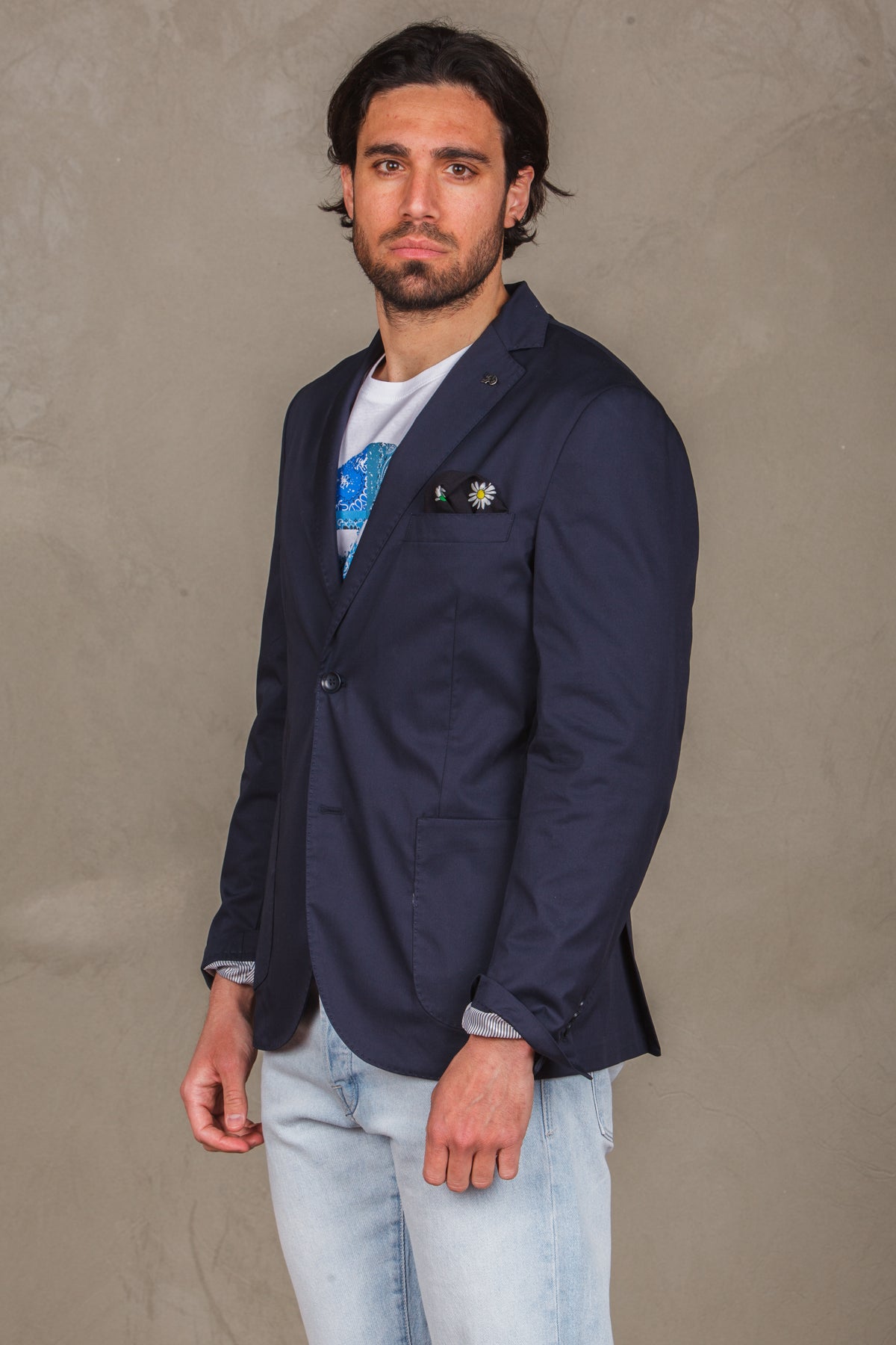 Solid color tailored jacket -  blu man  - 2