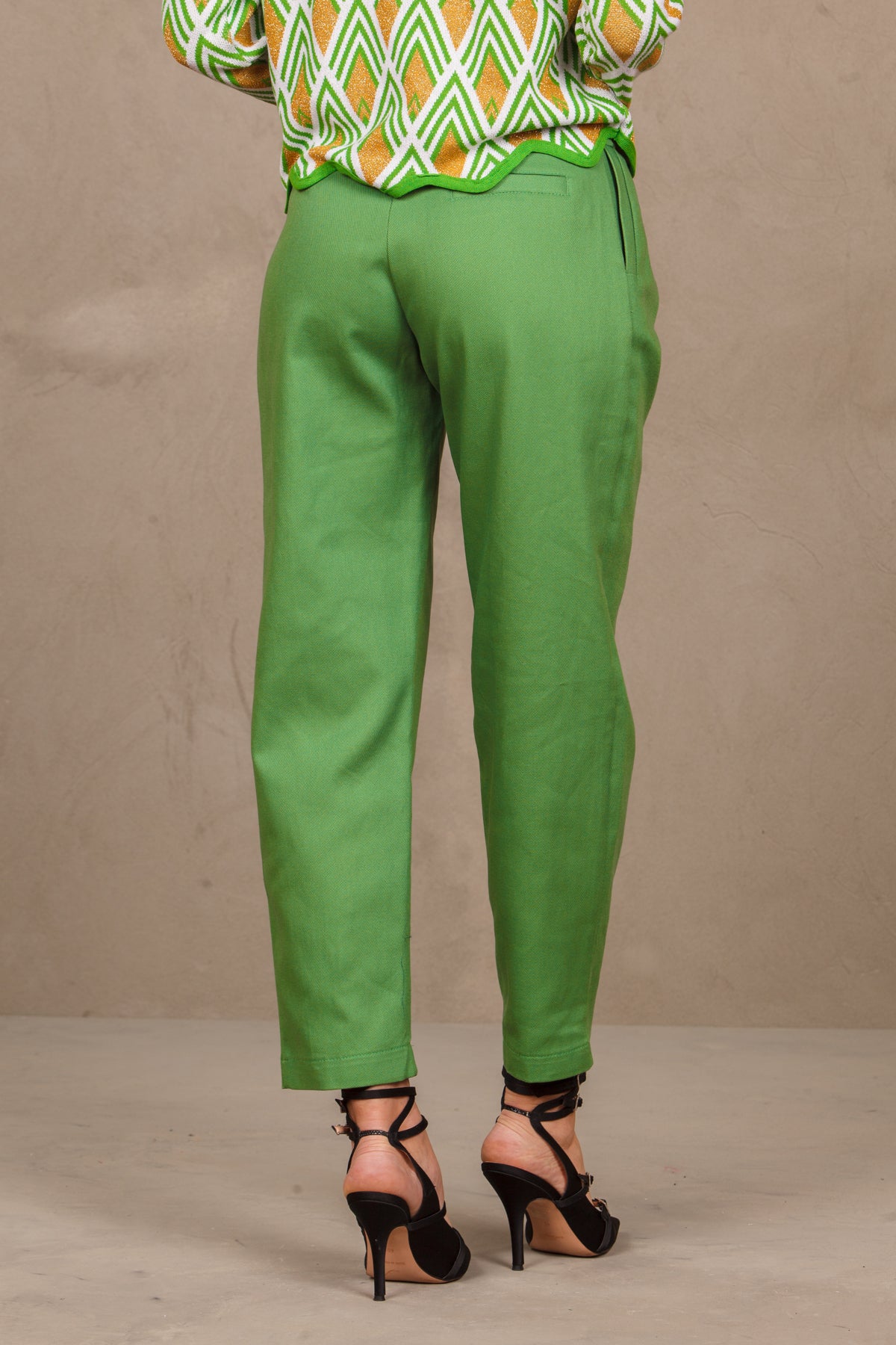 Trousers with chain 22eb529 green verde woman  - 4