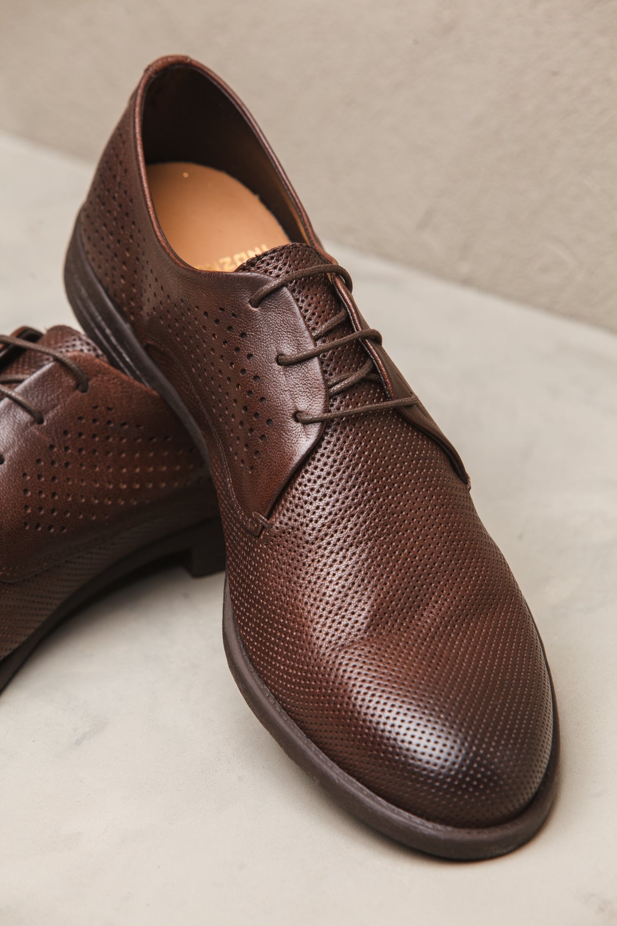 Low perforated derby shoe mrs2211s25 coffee caffe' man  - 3