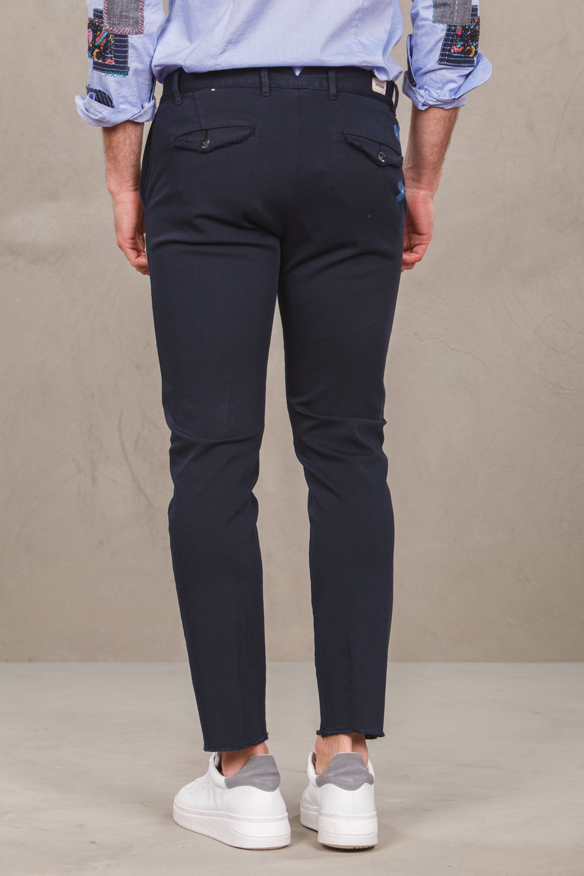 Hand painted chinos trousers -  blu man  - 2
