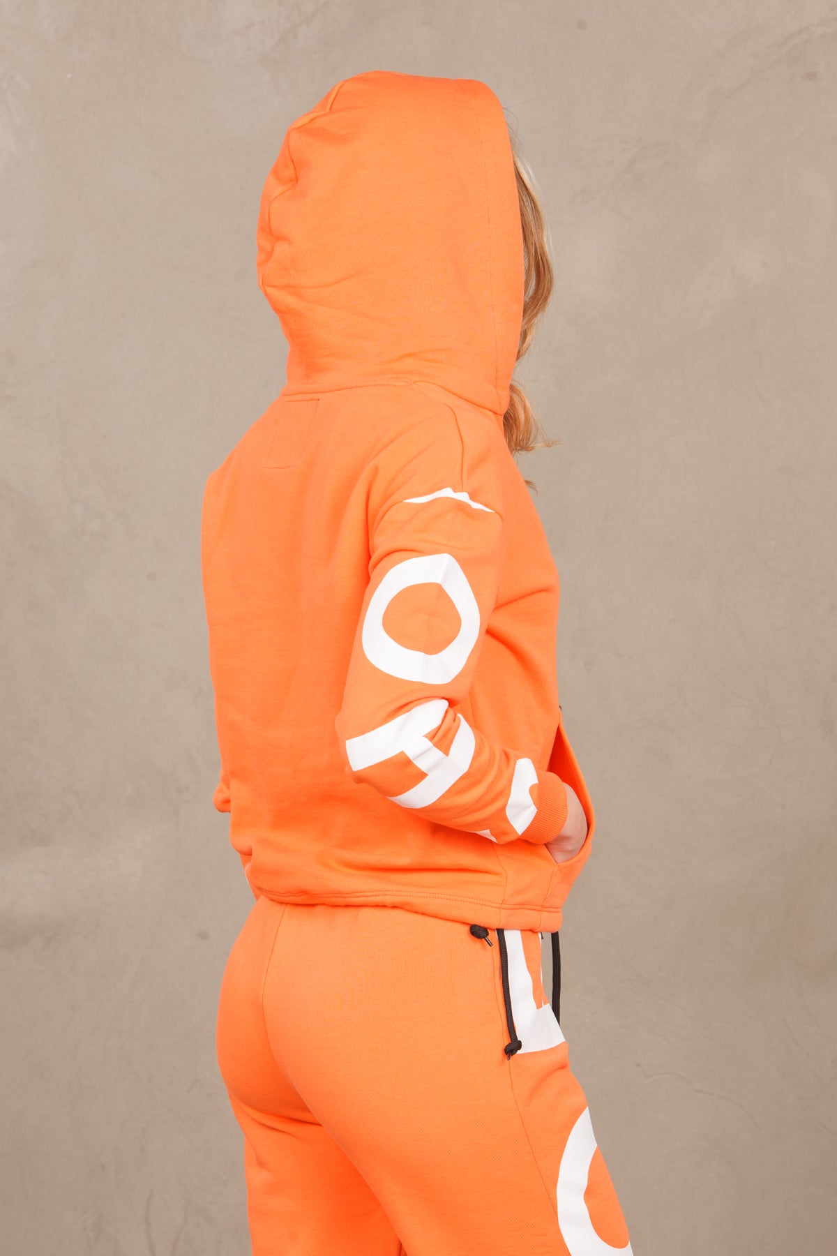 Women's sweatshirt with hood and logo -  arancio woman  - 5