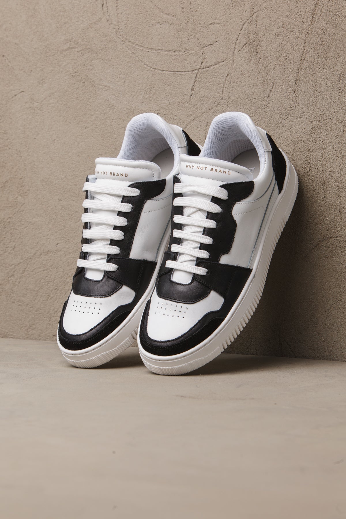 Low two-tone sneakers shoe sne5 white-black bianco-nero man  - 3