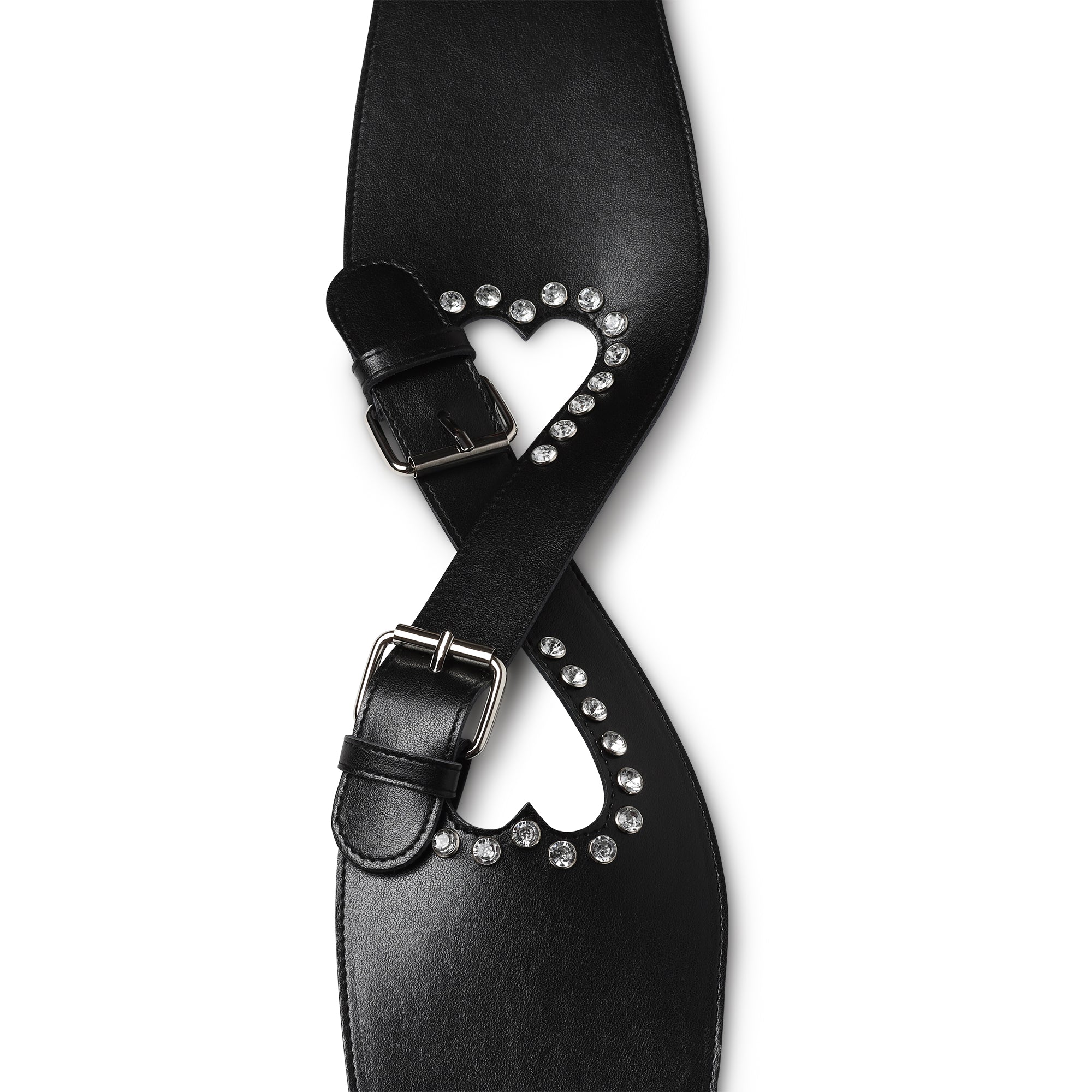 Cintura aniye by, spessa con intreccio, doppio cuore con gioielli e doppio cinturino -  nero woman  - 2