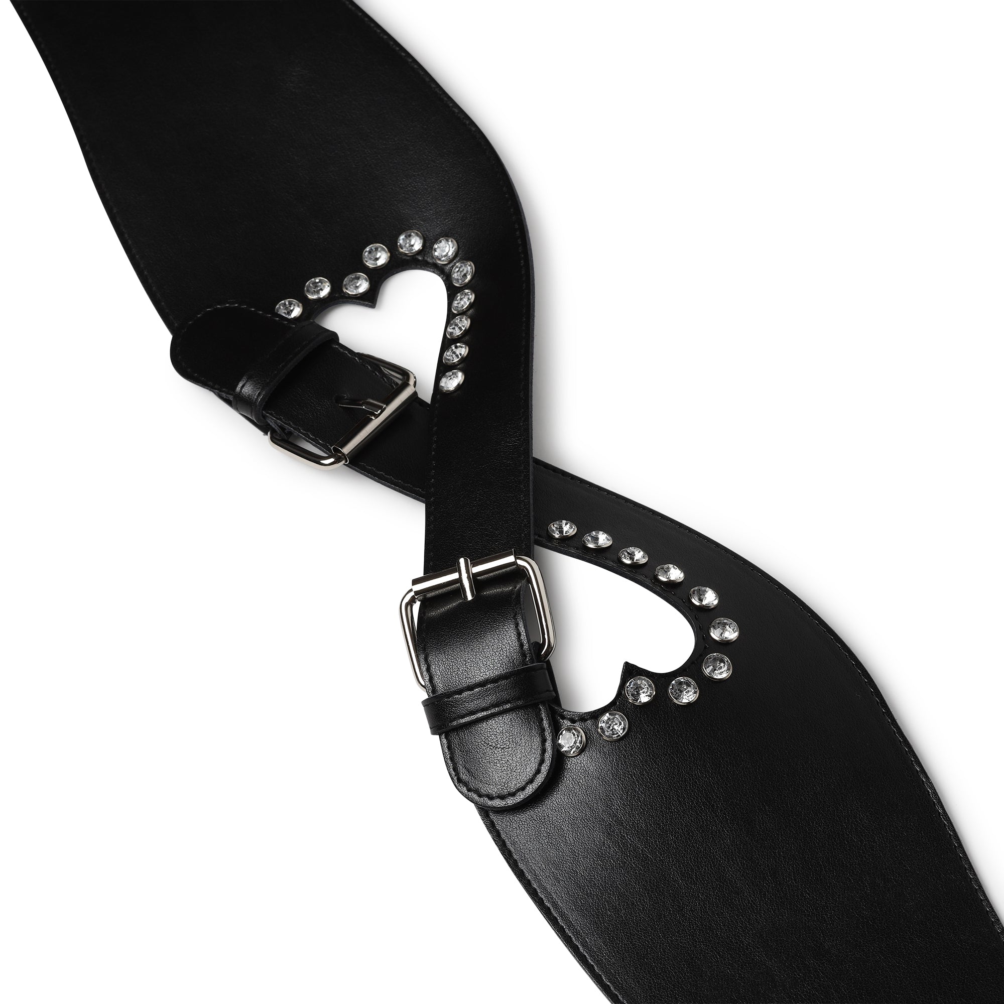 Cintura aniye by, spessa con intreccio, doppio cuore con gioielli e doppio cinturino -  nero woman  - 3