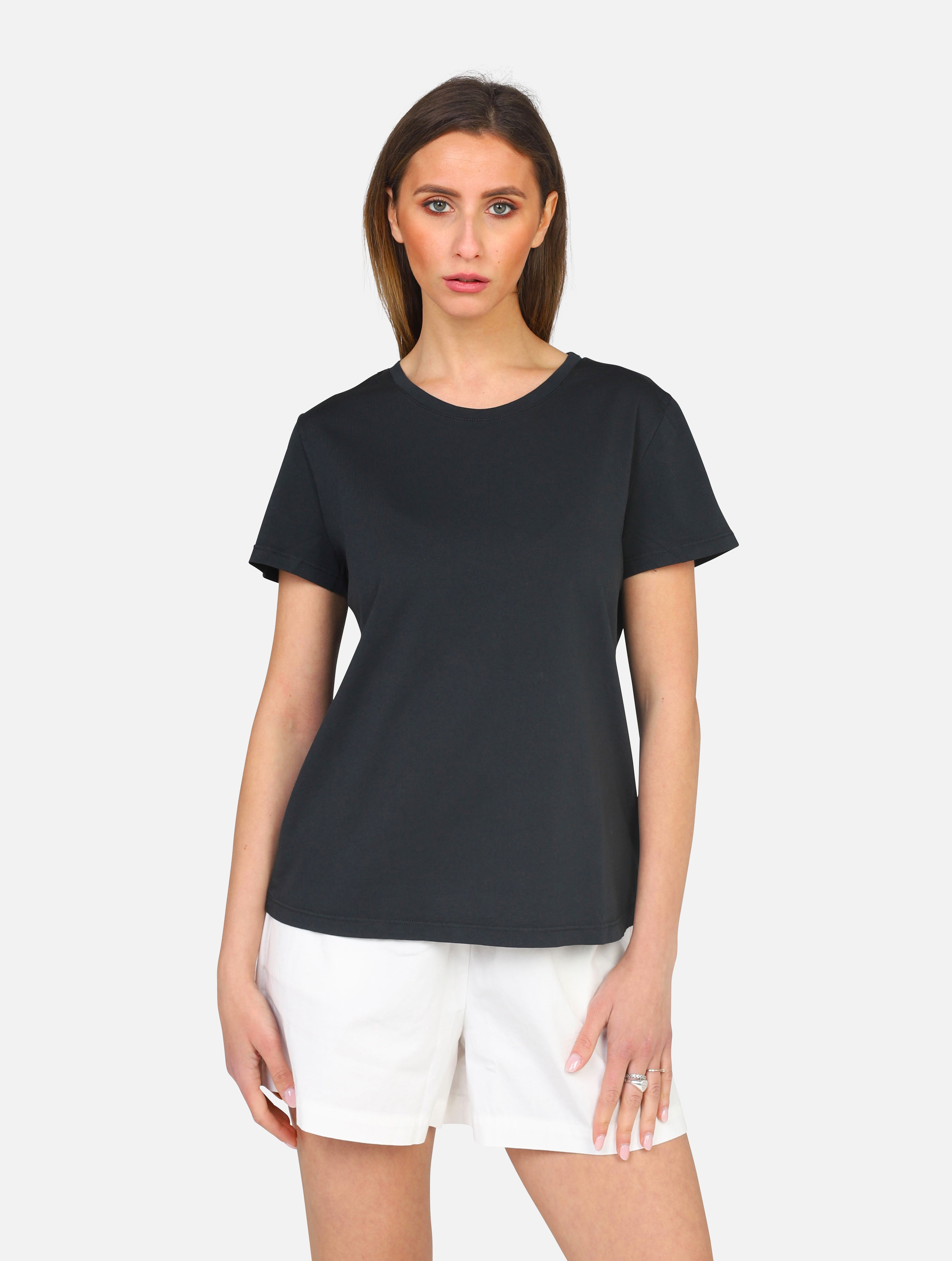 T-shirt girocollo nera -  black donna 