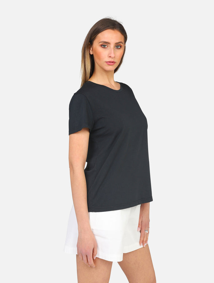 t-shirt girocollo nera - NU406BLACK