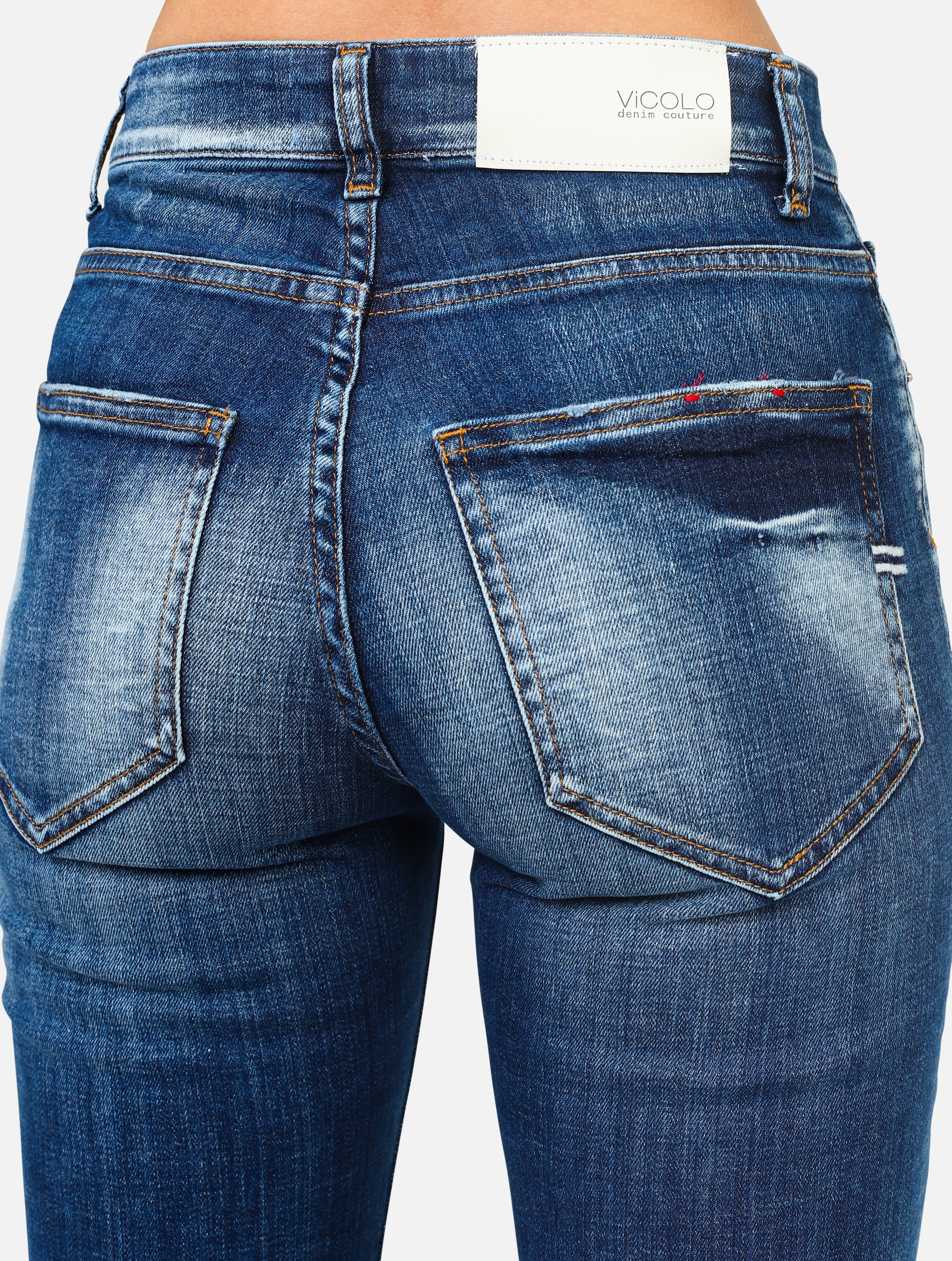 Jeans con 5 tasche daisy , slavato sul ginocchio, 1 piccola abrasione sotto la tasca, chiusura tutti bottoni -  denim woman  - 5